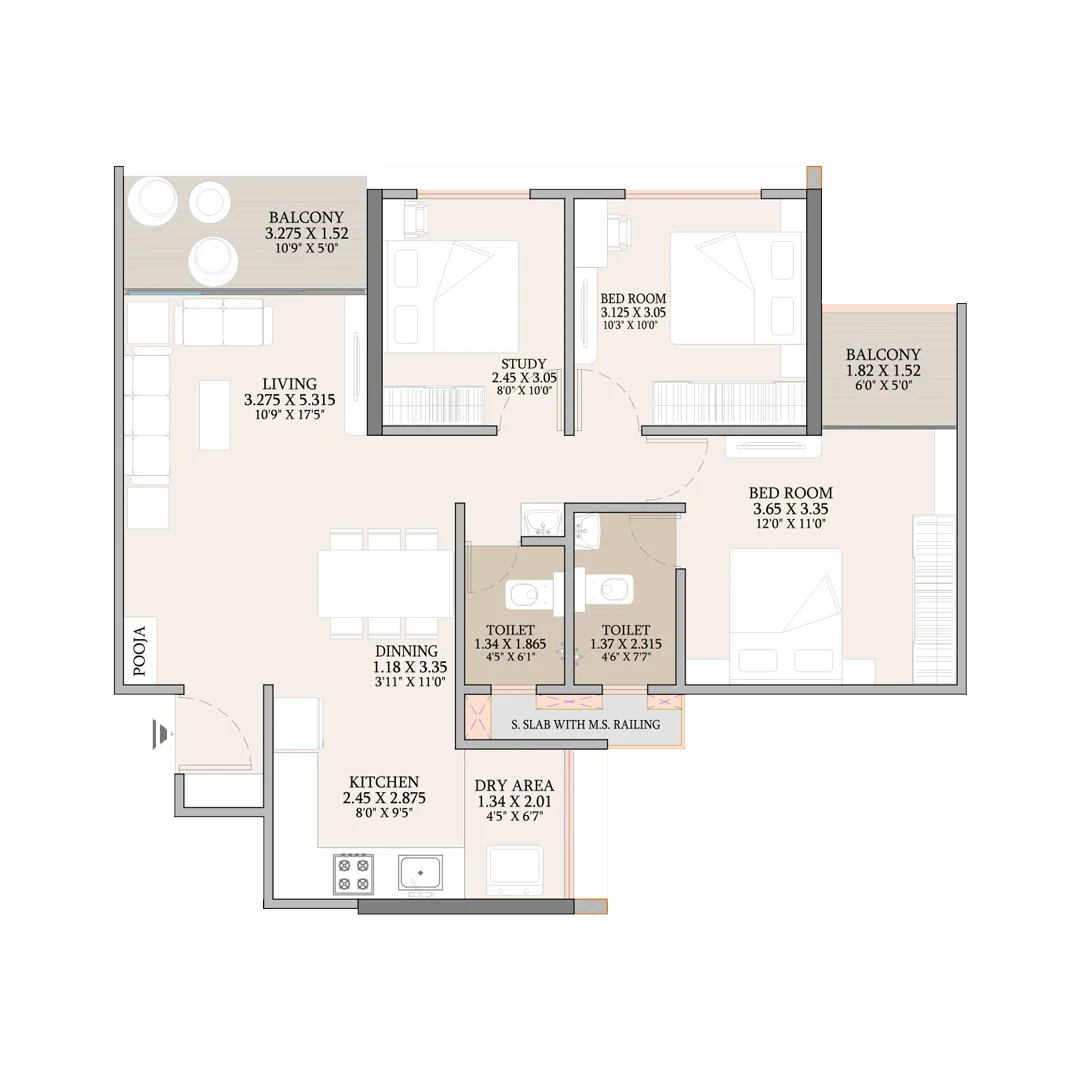 Vision 73 Ravet 3BHK